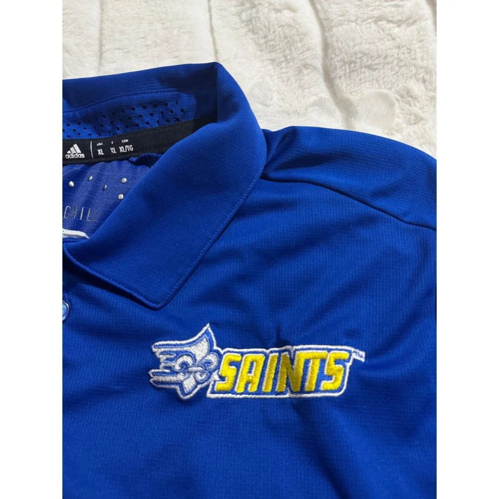 Adidas Climachill Saints Polo Shirt Men's‎ XL Blue Performance Golf Athletic